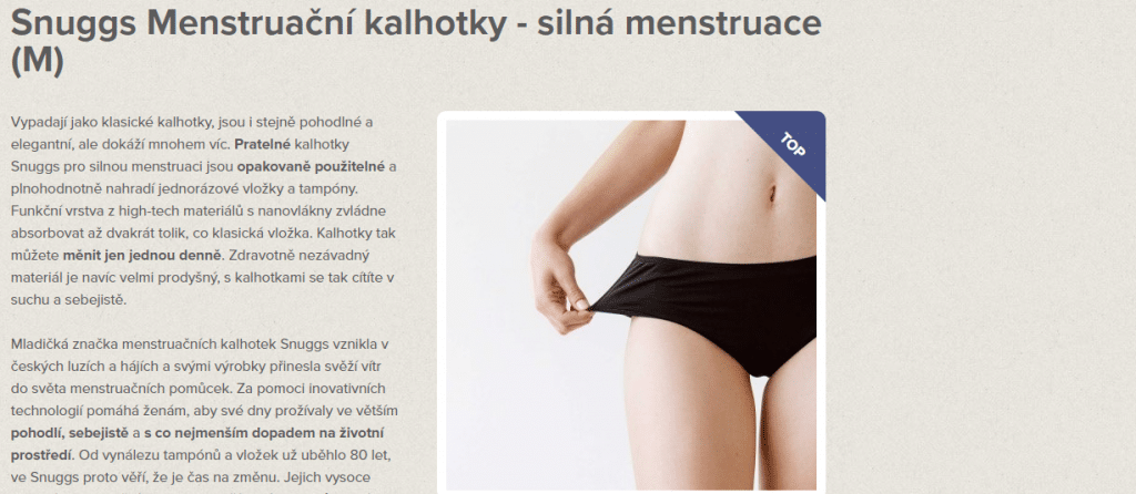 menstruační kalhotky snuggs