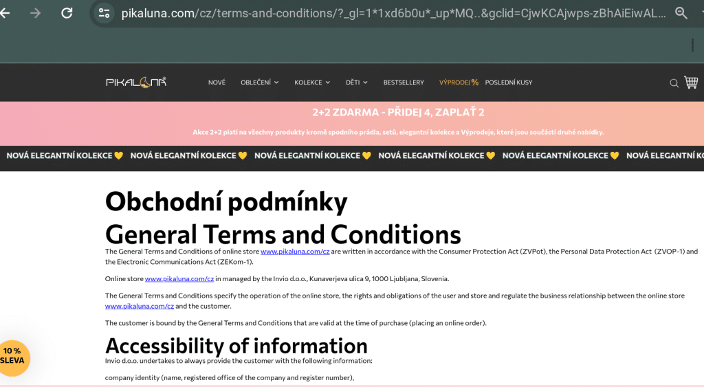 pikaluna obchodní podmínky