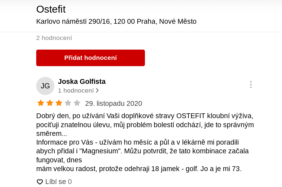 ostefit zkušenosti