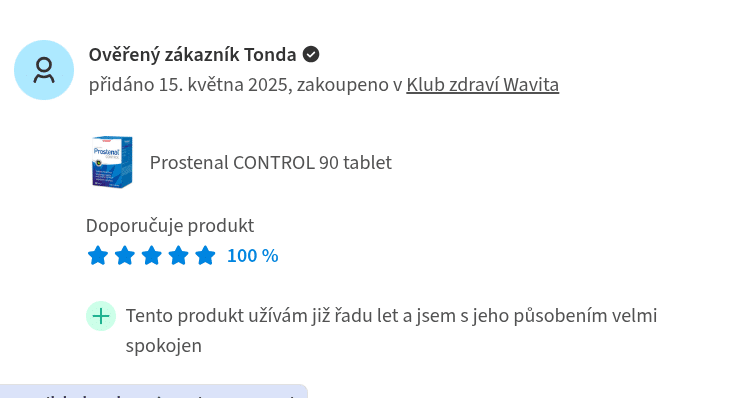 prostenal control hodnocení